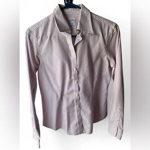 Brooks Brothers Pink and White Striped Button Down Long Sleeve Shirt Size 2